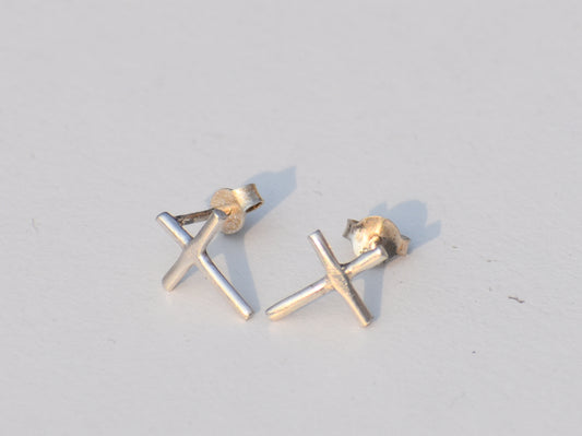 Christian Symbol Earrings, 925 Sterling Silver Earrings Studs, Dainty Studs, Boho Jewelry, Prayer Studs, Gift For Her, Silver Unique Studs