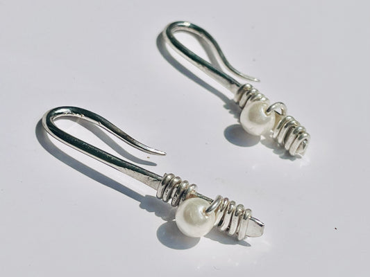 Earrings, Studs, Silver Earrings, Pearl Earrings, Wire Hoop Earrings, Gemstone Earrings, Silver Hoop Earrings, 925 Silver Handmade Earrings