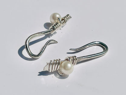 Earrings, Studs, Silver Earrings, Pearl Earrings, Wire Hoop Earrings, Gemstone Earrings, Silver Hoop Earrings, 925 Silver Handmade Earrings