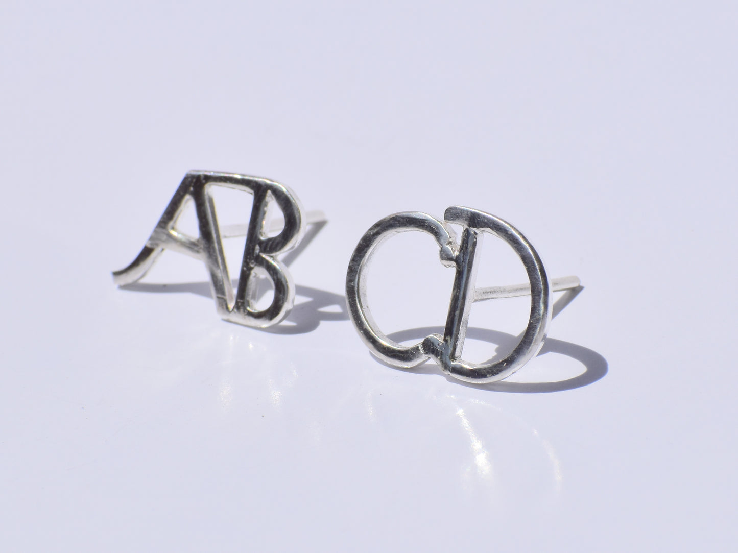 Initial Silver Earring, Custom Jewellery, Pair of Earrings, Small Stud Earrings, Cute Studs, Mother's Day Gift, Minimalist Studs, Women Gift