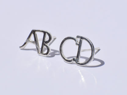 Initial Silver Earring, Custom Jewellery, Pair of Earrings, Small Stud Earrings, Cute Studs, Mother's Day Gift, Minimalist Studs, Women Gift