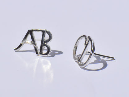 Initial Silver Earring, Custom Jewellery, Pair of Earrings, Small Stud Earrings, Cute Studs, Mother's Day Gift, Minimalist Studs, Women Gift