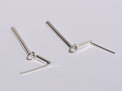 Bar Earrings, Sterling Silver Dangled Earrings, Boho Jewelry, Hammered Bar Jewelry, Slim Minimalist Silver Earrings, Straight Line Earring