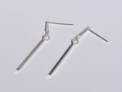 Bar Earrings, Sterling Silver Dangled Earrings, Boho Jewelry, Hammered Bar Jewelry, Slim Minimalist Silver Earrings, Straight Line Earring