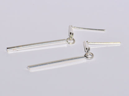 Bar Earrings, Sterling Silver Dangled Earrings, Boho Jewelry, Hammered Bar Jewelry, Slim Minimalist Silver Earrings, Straight Line Earring