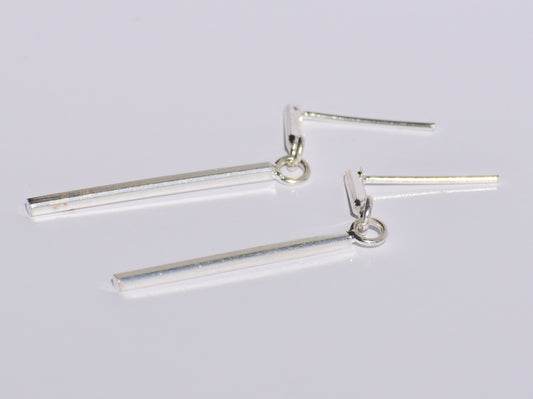 Bar Earrings, Sterling Silver Dangled Earrings, Boho Jewelry, Hammered Bar Jewelry, Slim Minimalist Silver Earrings, Straight Line Earring