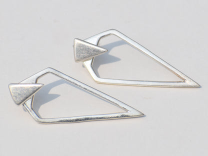Long Triangle Earrings, 925 Sterling Silver Earrings, Long Earrings, Statement Jewelry, Wedding Jewelry, Party Wear, Back To School Friends