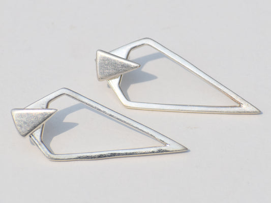 Long Triangle Earrings, 925 Sterling Silver Earrings, Long Earrings, Statement Jewelry, Wedding Jewelry, Party Wear, Back To School Friends