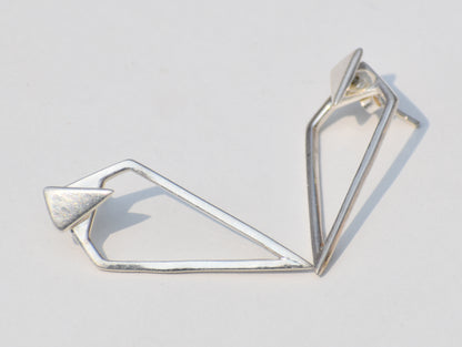 Long Triangle Earrings, 925 Sterling Silver Earrings, Long Earrings, Statement Jewelry, Wedding Jewelry, Party Wear, Back To School Friends