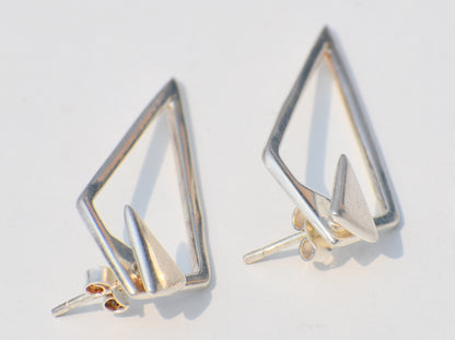 Long Triangle Earrings, 925 Sterling Silver Earrings, Long Earrings, Statement Jewelry, Wedding Jewelry, Party Wear, Back To School Friends