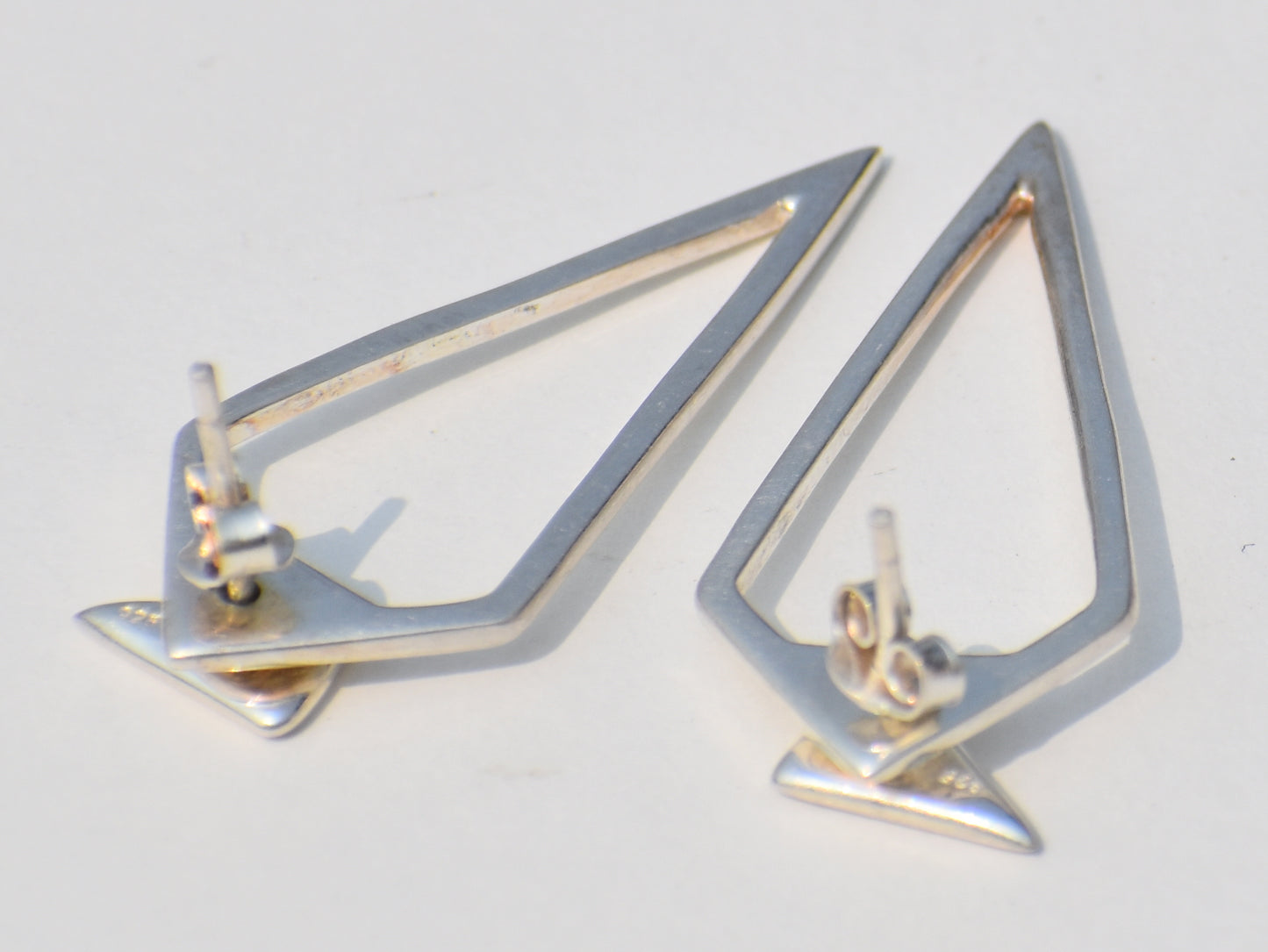 Long Triangle Earrings, 925 Sterling Silver Earrings, Long Earrings, Statement Jewelry, Wedding Jewelry, Party Wear, Back To School Friends