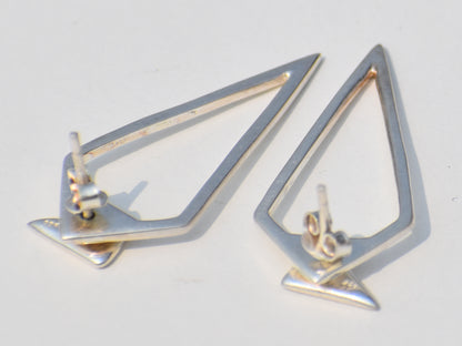 Long Triangle Earrings, 925 Sterling Silver Earrings, Long Earrings, Statement Jewelry, Wedding Jewelry, Party Wear, Back To School Friends