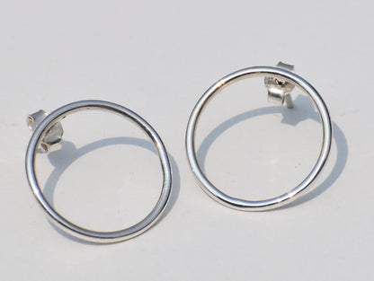Delegate Hollow Circle Earrings, Sterling Silver Earrings, Geometric Earrings, Statement Earrings, Wedding Gift, Women's Earring, Earrings