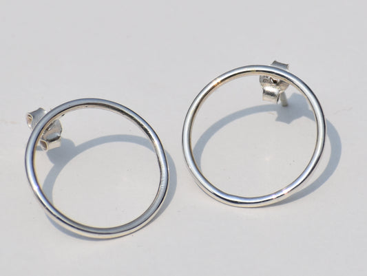 Delegate Hollow Circle Earrings, Sterling Silver Earrings, Geometric Earrings, Statement Earrings, Wedding Gift, Women's Earring, Earrings