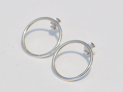Delegate Hollow Circle Earrings, Sterling Silver Earrings, Geometric Earrings, Statement Earrings, Wedding Gift, Women's Earring, Earrings
