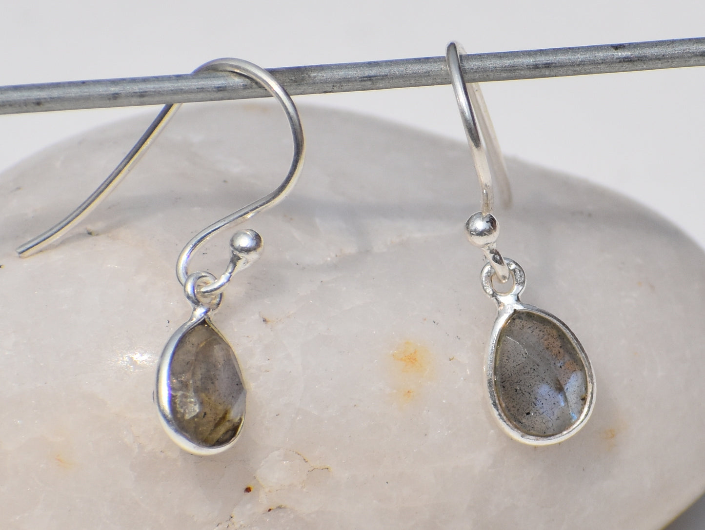 Labradorite Earrings, Blueflash Labradorite, Pear Labradorite, Birthstone Jewelry, Sterling Silver Jewelry, Women's Jewelry, Jewelry For Her
