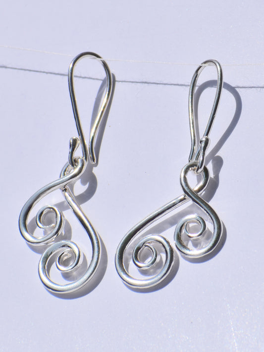 Silver Spiral Earrings, Handmade Earrings, Silver Dangled Earrings, Boho Jewelry, Statement Jewelry, Anniversary Gift, Accessories For Women