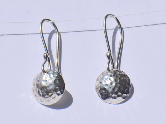 Silver Geometric Earrings, Silver Dangled Earrings, Hammered Earrings, 925 Sterling Silver Earrings, Ear Wire Closure, Minimalist Women Gift