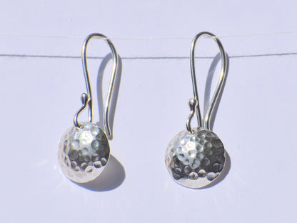 Silver Geometric Earrings, Silver Dangled Earrings, Hammered Earrings, 925 Sterling Silver Earrings, Ear Wire Closure, Minimalist Women Gift