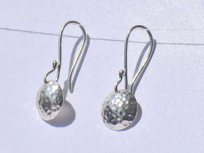 Silver Geometric Earrings, Silver Dangled Earrings, Hammered Earrings, 925 Sterling Silver Earrings, Ear Wire Closure, Minimalist Women Gift