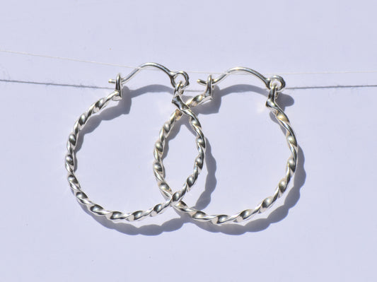 Silver Curly Earrings, Silver Hoop Earrings, Handmade Earrings, 925 Sterling Silver Earrings, Silver Twist Wire Earrings, Women Accessories