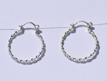 Silver Curly Earrings, Silver Hoop Earrings, Handmade Earrings, 925 Sterling Silver Earrings, Silver Twist Wire Earrings, Women Accessories