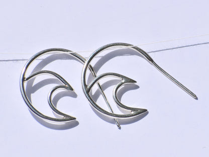 Silver Wave Earrings, Ear Spike Earrings, Handmade Earrings, 925 Sterling Silver Earrings, Surfers Earrings, Boho Earrings, GIft For Women