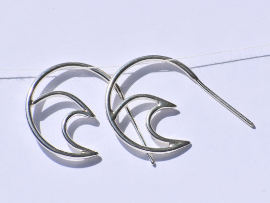 Silver Wave Earrings, Ear Spike Earrings, Handmade Earrings, 925 Sterling Silver Earrings, Surfers Earrings, Boho Earrings, GIft For Women