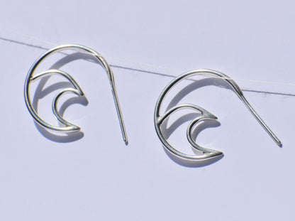 Silver Wave Earrings, Ear Spike Earrings, Handmade Earrings, 925 Sterling Silver Earrings, Surfers Earrings, Boho Earrings, GIft For Women