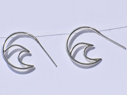Silver Wave Earrings, Ear Spike Earrings, Handmade Earrings, 925 Sterling Silver Earrings, Surfers Earrings, Boho Earrings, GIft For Women