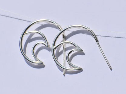 Silver Wave Earrings, Ear Spike Earrings, Handmade Earrings, 925 Sterling Silver Earrings, Surfers Earrings, Boho Earrings, GIft For Women