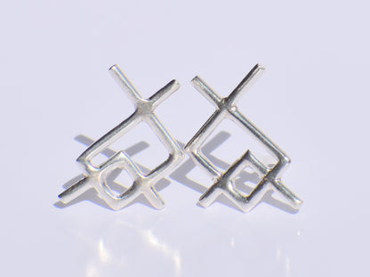 Silver Studs Earrings, Silver Avant Garde Style Earrings, Push Back Closure Earrings, Modern Earrings, Silver Studs, Wedding Gift, Gift Her