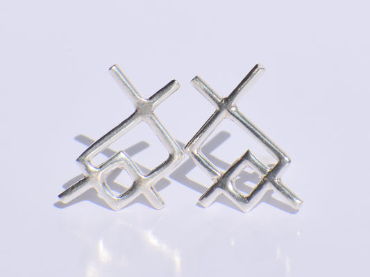 Silver Studs Earrings, Silver Avant Garde Style Earrings, Push Back Closure Earrings, Modern Earrings, Silver Studs, Wedding Gift, Gift Her