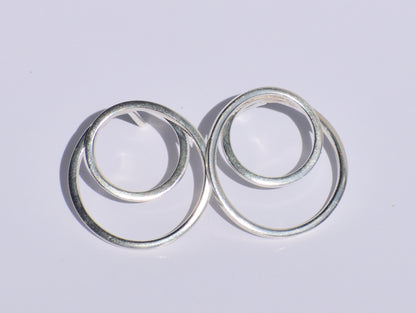 Silver Circle Studs Earrings, Hollow Circle Studs Earrings, 925 Sterling Silver Studs Earrings, Anniversary Gift, Minimalist Women Earrings