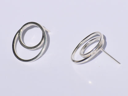 Silver Circle Studs Earrings, Hollow Circle Studs Earrings, 925 Sterling Silver Studs Earrings, Anniversary Gift, Minimalist Women Earrings