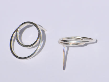 Silver Circle Studs Earrings, Hollow Circle Studs Earrings, 925 Sterling Silver Studs Earrings, Anniversary Gift, Minimalist Women Earrings