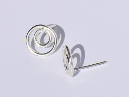 Silver Hollow Circle Studs Earrings, Geometric Jewelry, 925 Sterling Silver Jewelry, Women Accessories, Statement Jewelry, Silver Wire Studs