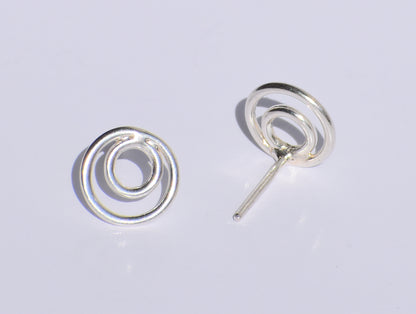Silver Hollow Circle Studs Earrings, Geometric Jewelry, 925 Sterling Silver Jewelry, Women Accessories, Statement Jewelry, Silver Wire Studs