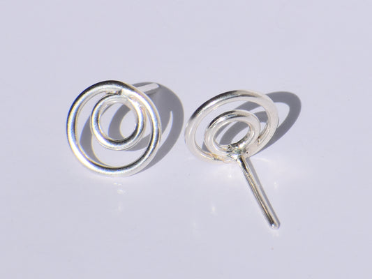Silver Hollow Circle Studs Earrings, Geometric Jewelry, 925 Sterling Silver Jewelry, Women Accessories, Statement Jewelry, Silver Wire Studs