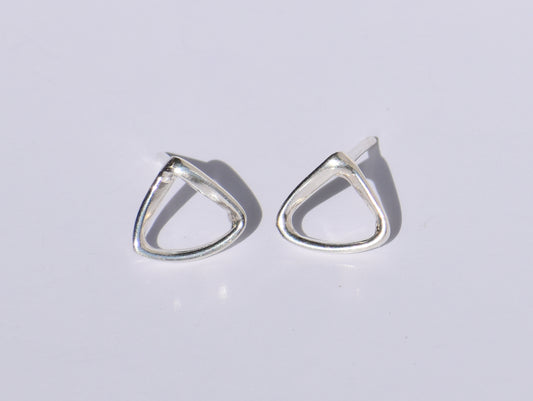 Silver Geometric Earrings, Triangular Shape Silver Studs, Handmade Studs Earrings, 925 Sterling Silver Studs Earrings, Easter's Gift For Her