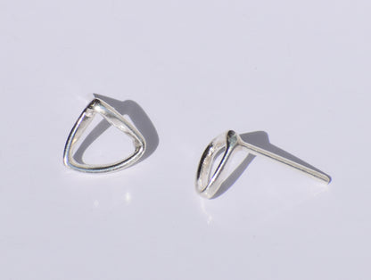 Silver Geometric Earrings, Triangular Shape Silver Studs, Handmade Studs Earrings, 925 Sterling Silver Studs Earrings, Easter's Gift For Her