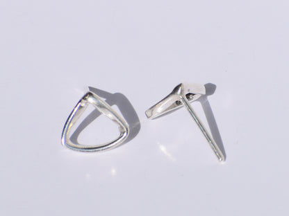 Silver Geometric Earrings, Triangular Shape Silver Studs, Handmade Studs Earrings, 925 Sterling Silver Studs Earrings, Easter's Gift For Her