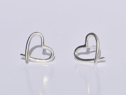 Silver Heart Studs Earrings, Hollow Heart Studs Earrings, Handmade Jewelry, 925 Sterling Silver Jewelry, Easter's Gift, Valentine's Day Gift