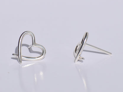 Silver Heart Studs Earrings, Hollow Heart Studs Earrings, Handmade Jewelry, 925 Sterling Silver Jewelry, Easter's Gift, Valentine's Day Gift
