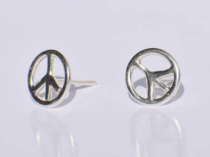 Peace Studs Earrings, Silver Symbol Studs Earrings, Meditation Jewelry, 925 Sterling Silver Studs Earrings, Minimalist Jewelry, Gift For Her