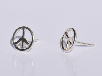 Peace Studs Earrings, Silver Symbol Studs Earrings, Meditation Jewelry, 925 Sterling Silver Studs Earrings, Minimalist Jewelry, Gift For Her