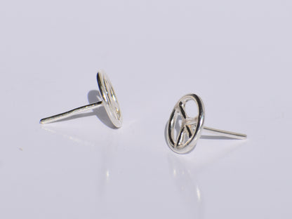 Peace Studs Earrings, Silver Symbol Studs Earrings, Meditation Jewelry, 925 Sterling Silver Studs Earrings, Minimalist Jewelry, Gift For Her