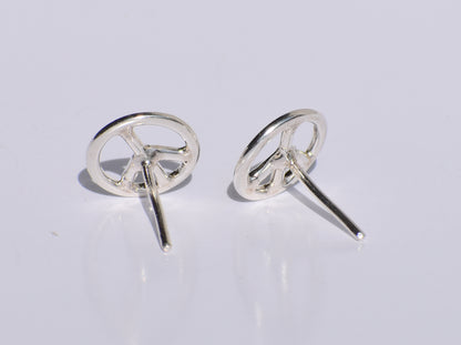 Peace Studs Earrings, Silver Symbol Studs Earrings, Meditation Jewelry, 925 Sterling Silver Studs Earrings, Minimalist Jewelry, Gift For Her