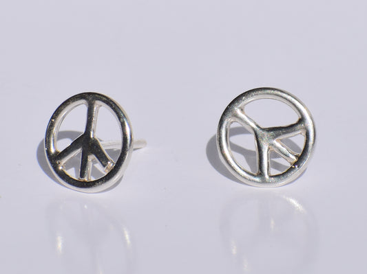 Peace Studs Earrings, Silver Symbol Studs Earrings, Meditation Jewelry, 925 Sterling Silver Studs Earrings, Minimalist Jewelry, Gift For Her