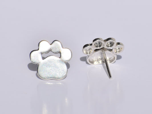 Silver Paw Studs Earrings, Dog Paw Studs Earrings, 925 Sterling Silver Studs Earrings, Handmade Jewellery, Anniversary Gift, Gift For Women